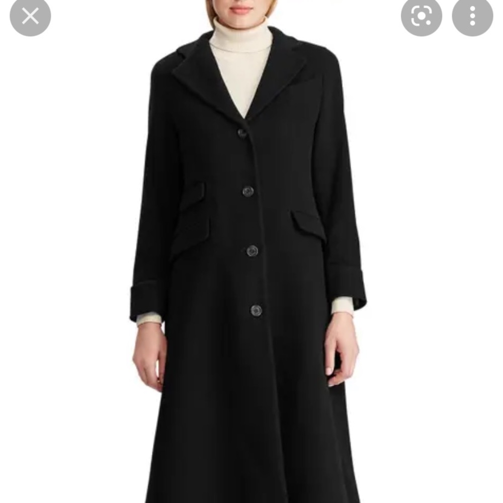 Anne Klein Long black Cashmere Wool Blend coat